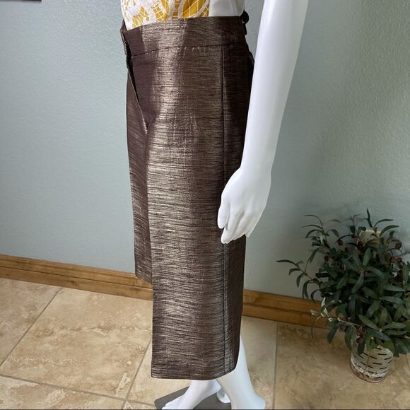 Cache Textured Bronze Capris Gaucho Pants Size 4 - Picture 4 of 12